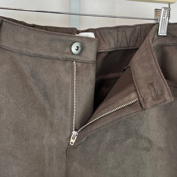 J. JILL  18 Taylor Luxe Faux Suede Ankle Pants Straight Leg Zip Fly Mocha Brown - Picture 8 of 11